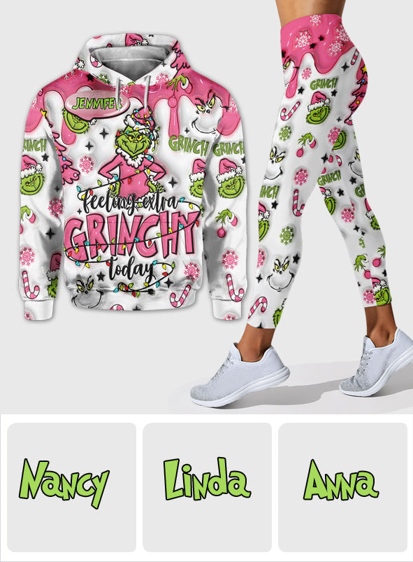 Custom Any Name Feeling Extra Grinchy Today - Personalized Stole Christmas Hoodie and Leggings