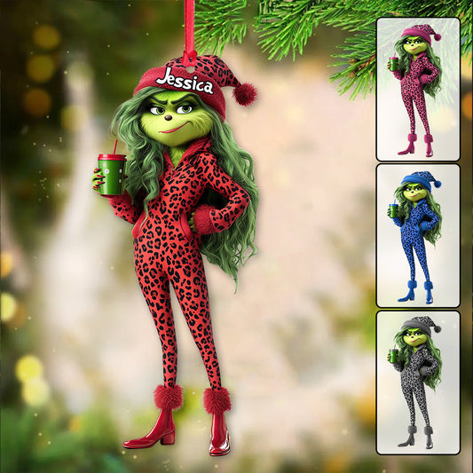 Beautiful Grinch Lady - Personalized Stole Christmas Transparent Ornament