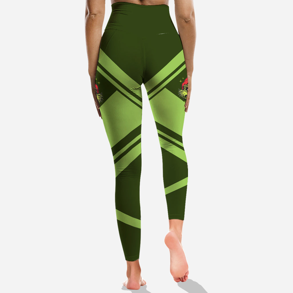 Joyeux Grinchmas ! - Sweat à capuche et legging personnalisés avec étole de Noël