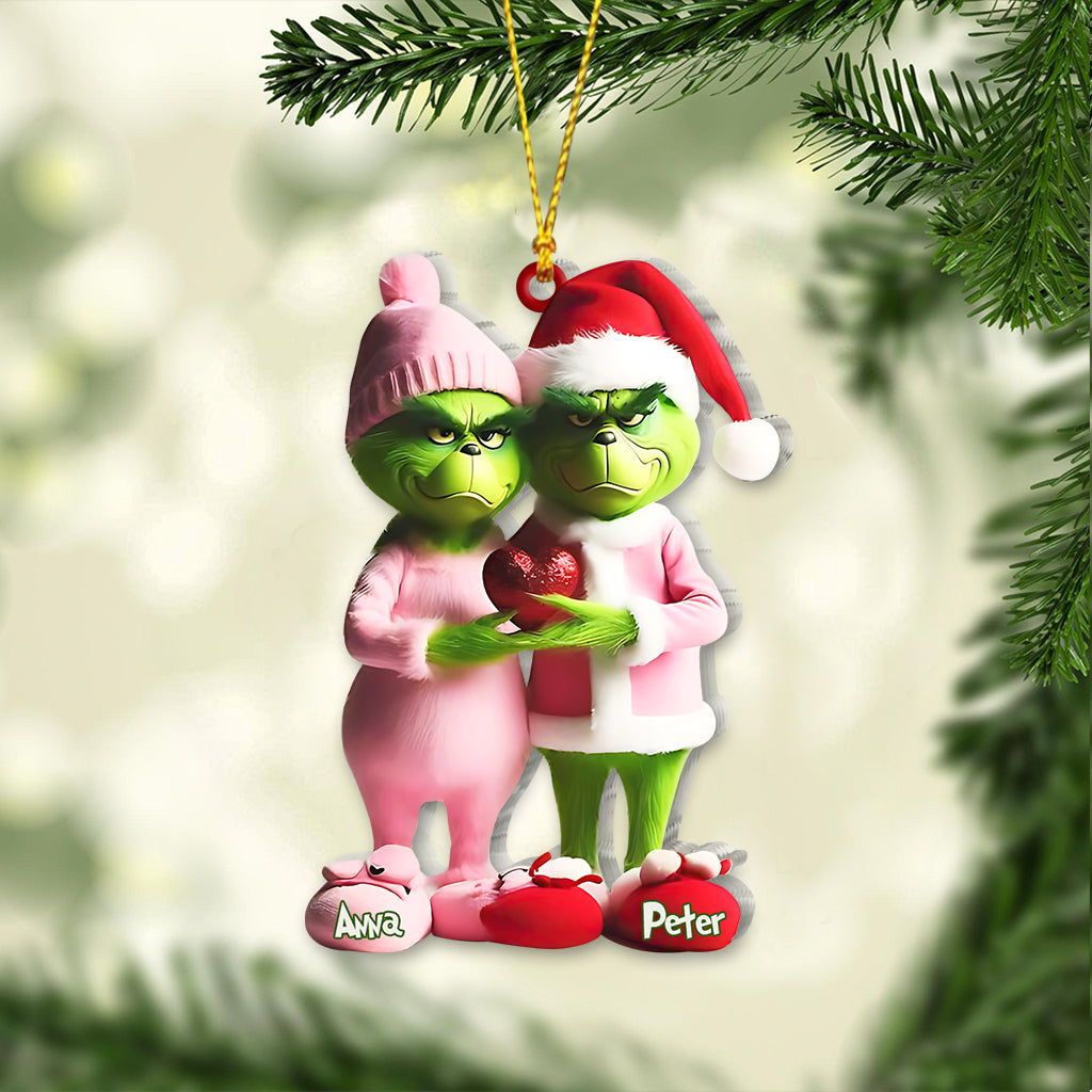 Couple Grincheux - Ornement de Noël personnalisé en forme d'étole