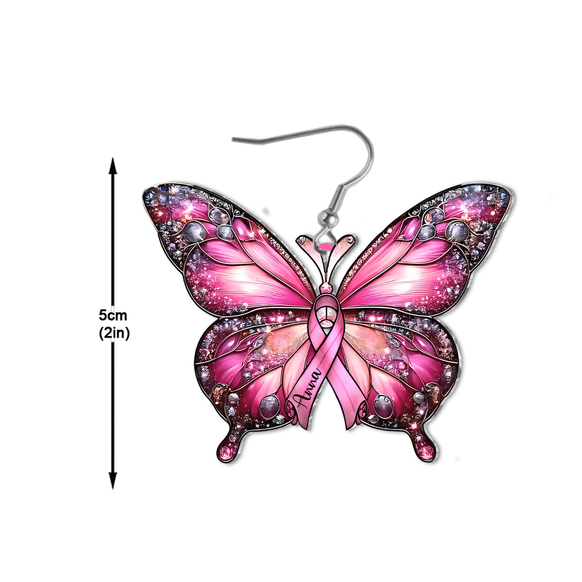 Guerrière du cancer du sein - Boucles d'oreilles personnalisées pour la sensibilisation au cancer du sein