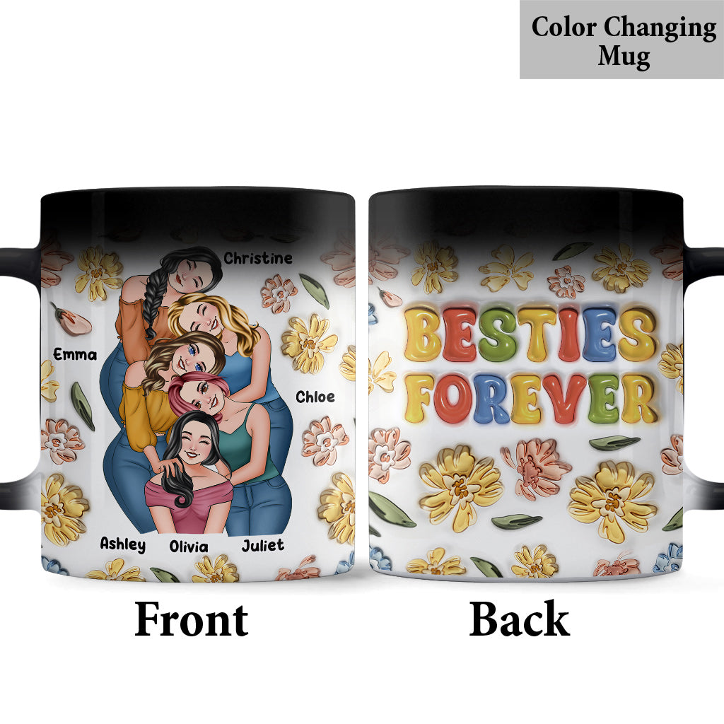 Für immer beste Freundinnen – Personalisierte Tasse im Blumen-Design