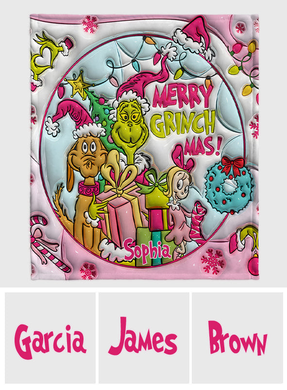 Fröhliche Grinchmas - Personalisierte Stola-Weihnachtsdecke