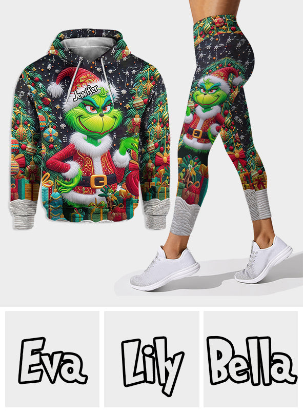 Fröhliche Grinchmas – Personalisierter Stola-Weihnachtshoodie und Leggings