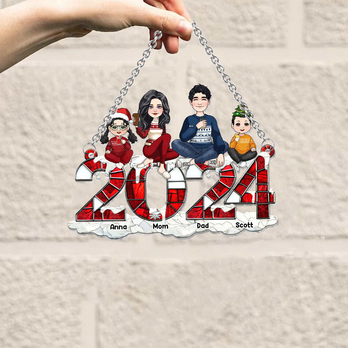 2024 Christmas - Personalized Family Window Hanging Suncatcher Ornament