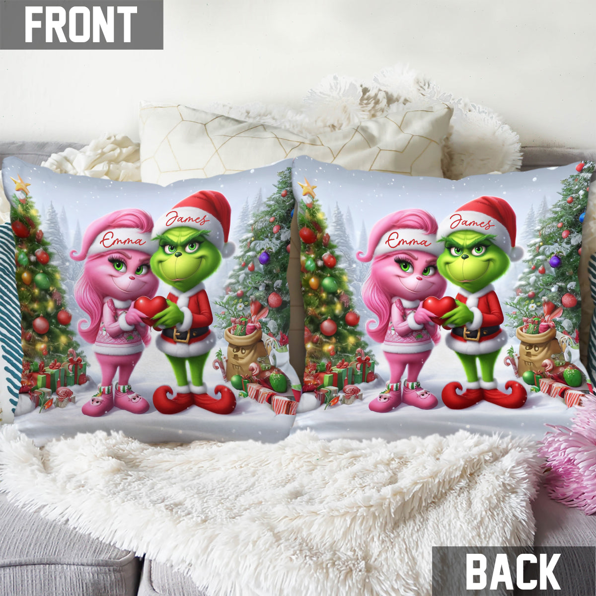 Merry Grinchmas - Personalized Stole Christmas Throw Pillow