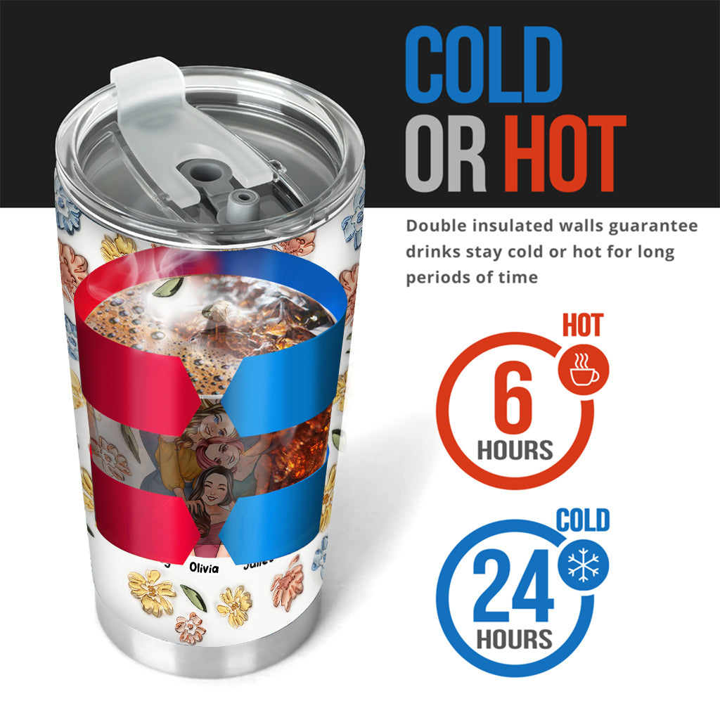 Besties Forever Floral Style - Personalized Bestie Tumbler