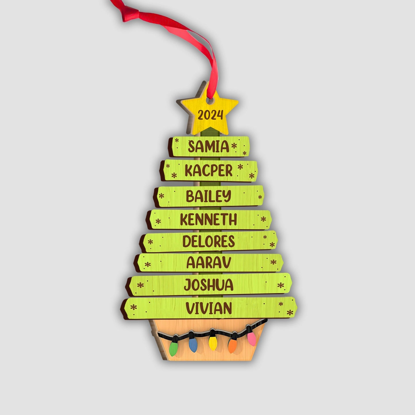 Family Tree Ornament - Personalized Family 2 Layered Piece Ornament
