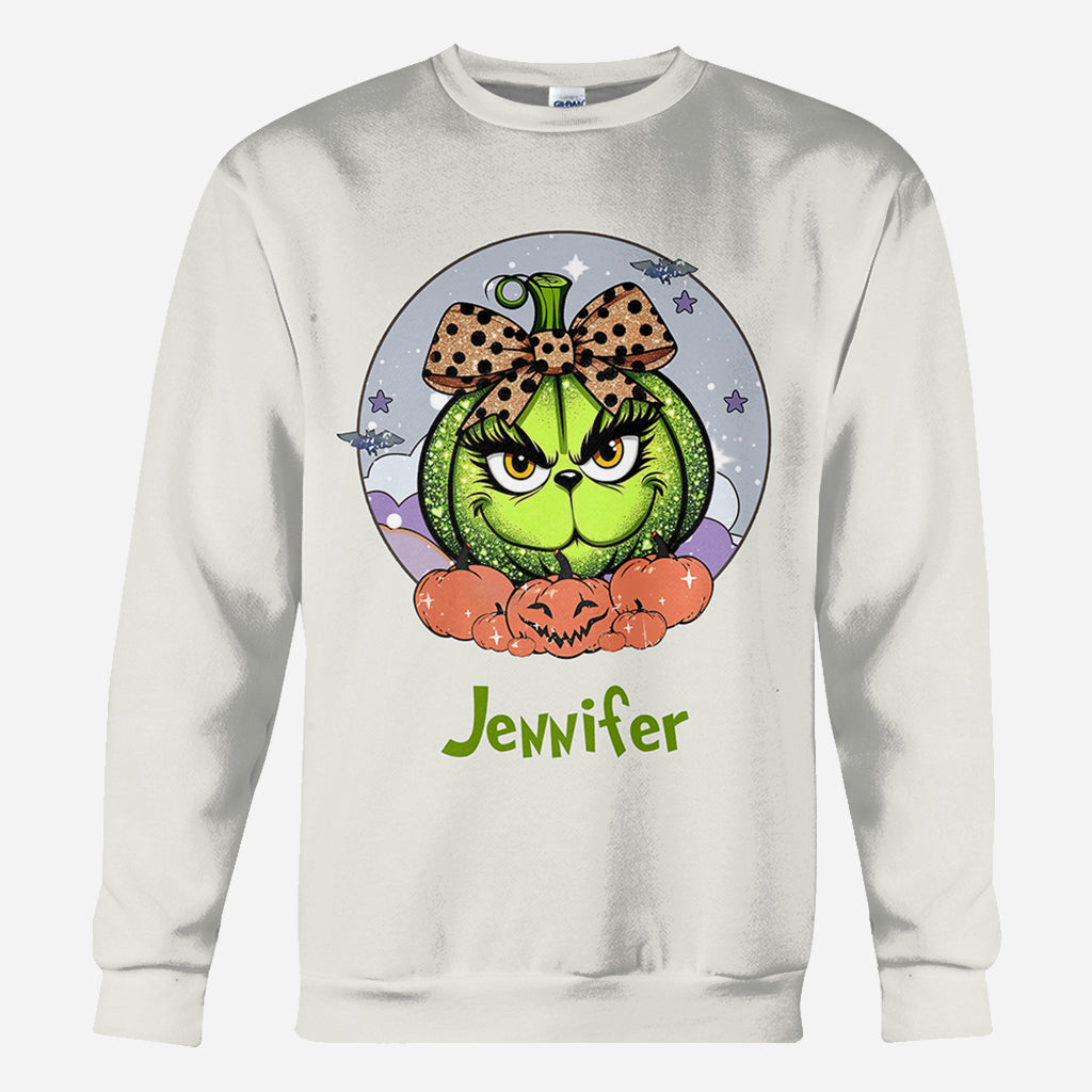 Grüne Kürbismama – Beliebiger Titel – Personalisiertes „Stole Christmas All Over“-Shirt