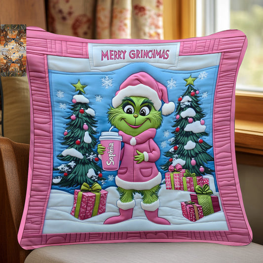 Grinchy Green Lady - Personalized Stole Christmas Throw Pillow