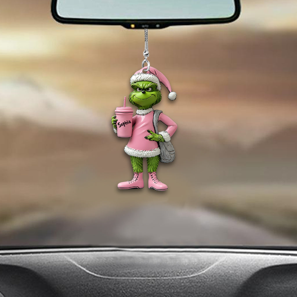 Grinchy Green Lady - Ornement de Noël personnalisé en forme d'étole pour voiture