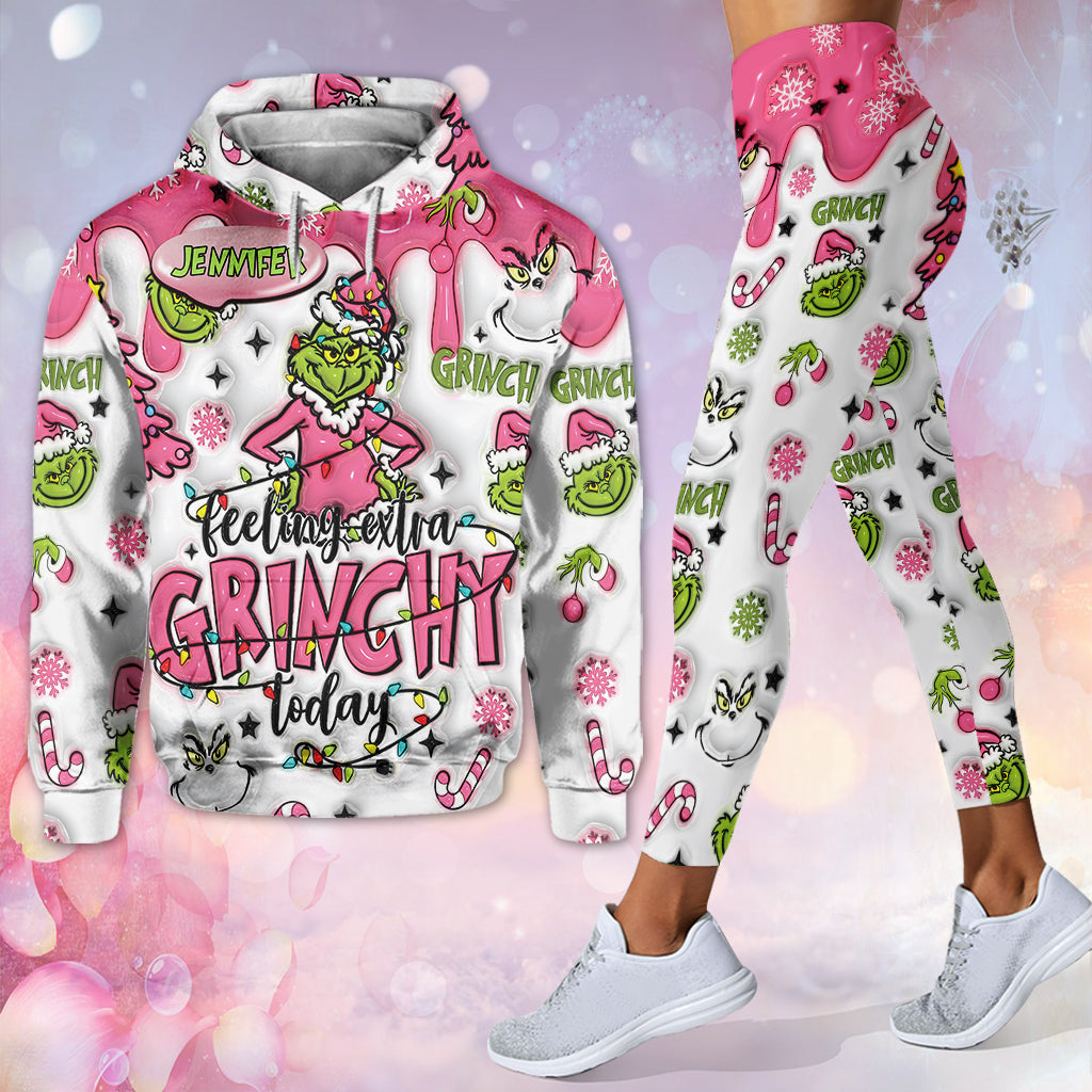 Custom Any Name Feeling Extra Grinchy Today - Personalized Stole Christmas Hoodie and Leggings