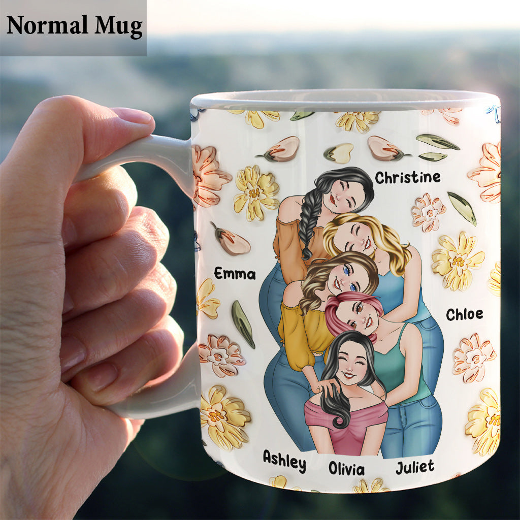 Für immer beste Freundinnen – Personalisierte Tasse im Blumen-Design