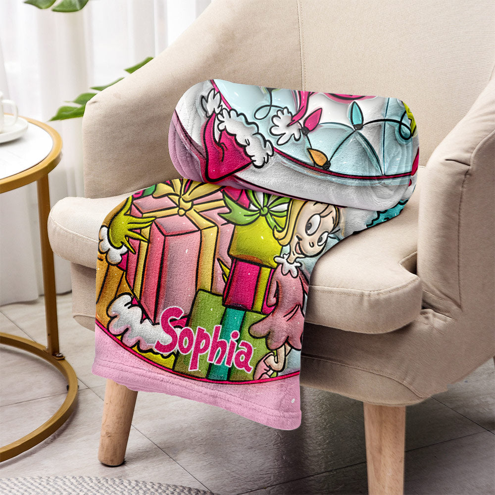 Fröhliche Grinchmas - Personalisierte Stola-Weihnachtsdecke