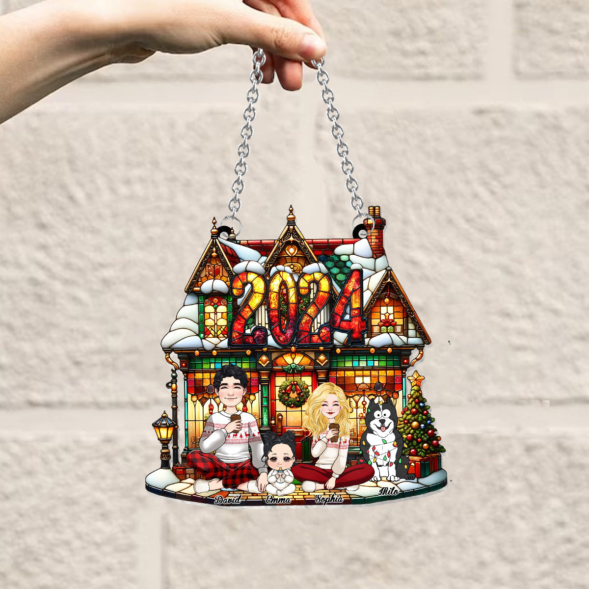 C'est nous - Ornement attrape-soleil personnalisé à suspendre à la fenêtre pour toute la famille 