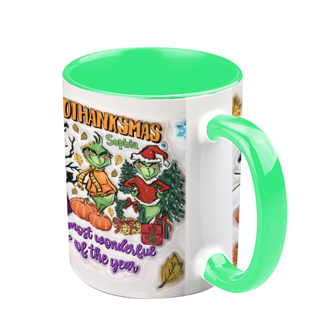 Happy Hallothanksmas - Personalized Stole Christmas Accent Mug
