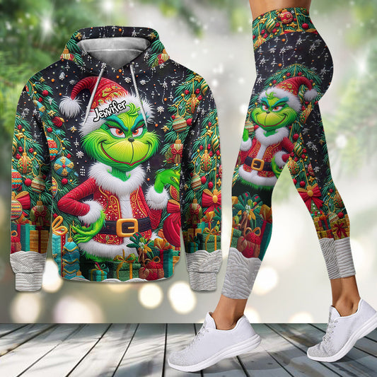Fröhliche Grinchmas – Personalisierter Stola-Weihnachtshoodie und Leggings