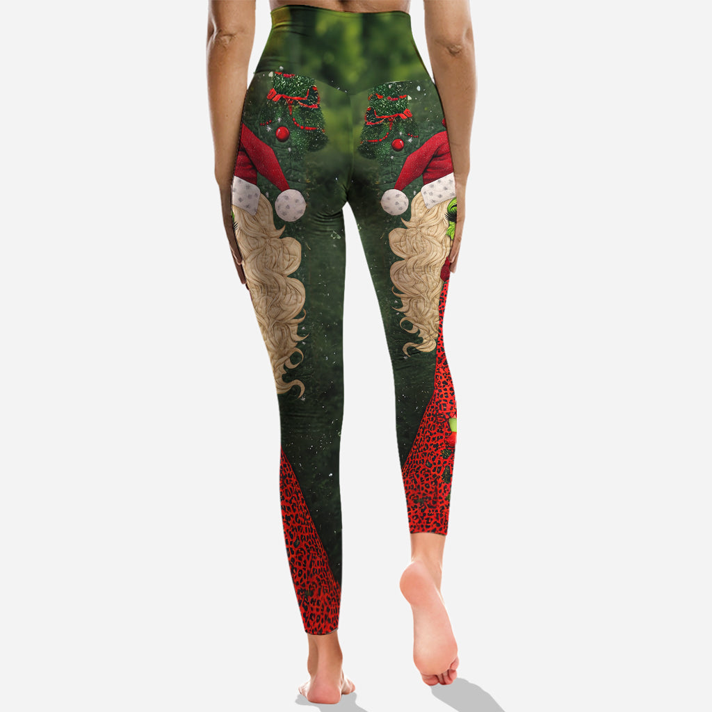 Wunderschöne grüne Dame – personalisierter Weihnachtshoodie und Leggings mit Stola
