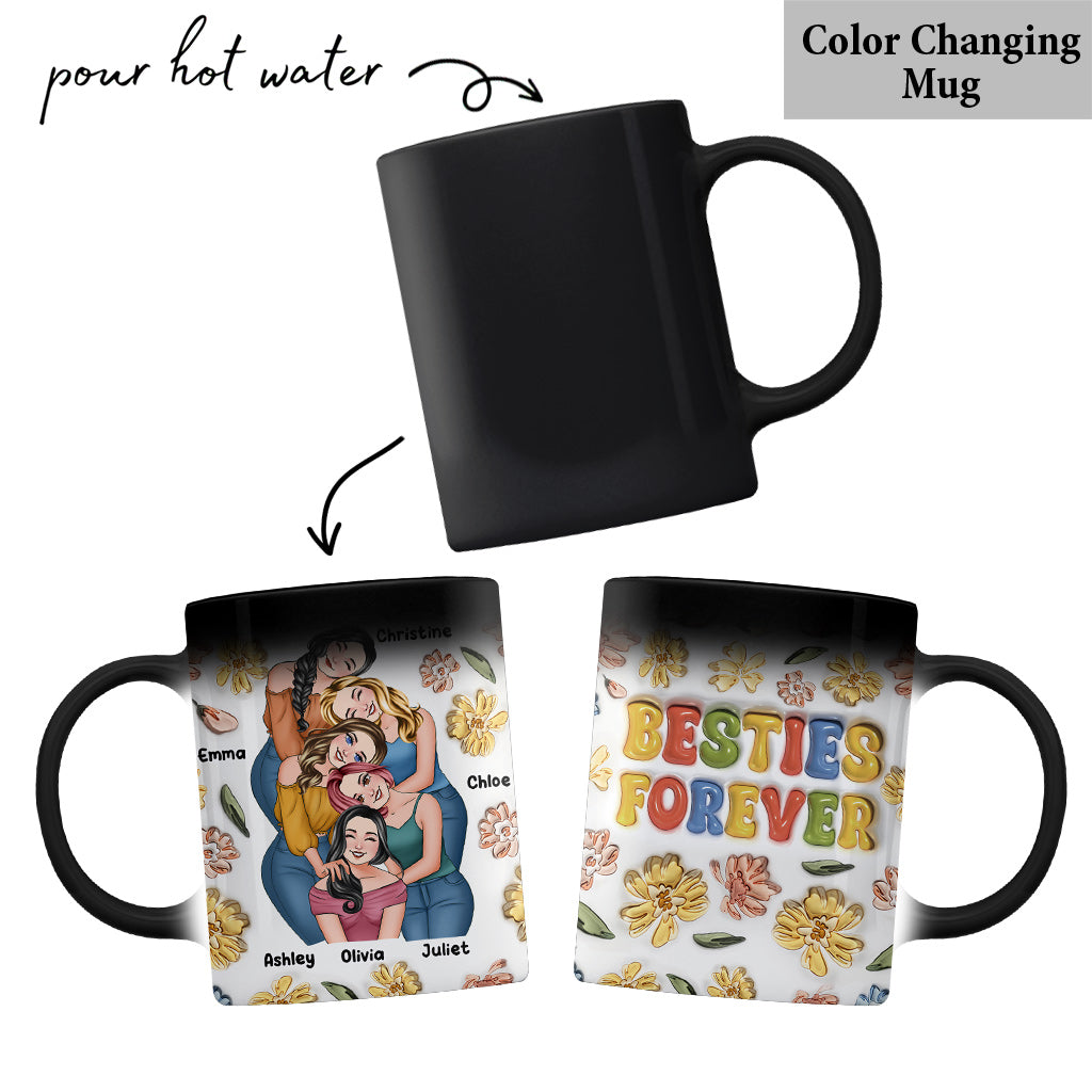 Für immer beste Freundinnen – Personalisierte Tasse im Blumen-Design