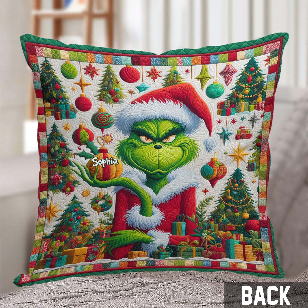 Merry Grinchmas - Personalized Stole Christmas Throw Pillow