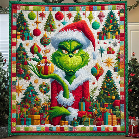 Fröhliche Grinchmas - Personalisierte Stola-Weihnachtsdecke