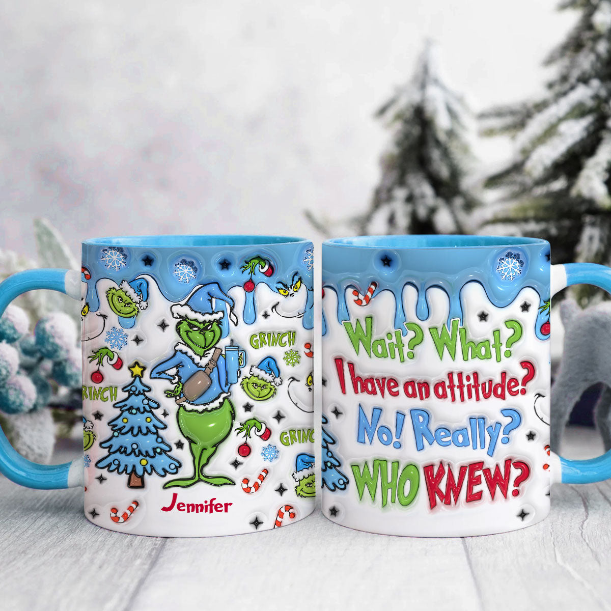 Attendez, quoi ? J'ai du caractère ! - Mug personnalisé « Étole de Noël »
