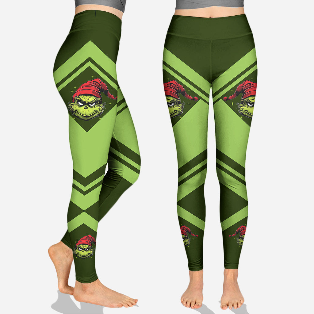 Joyeux Grinchmas ! - Sweat à capuche et legging personnalisés avec étole de Noël