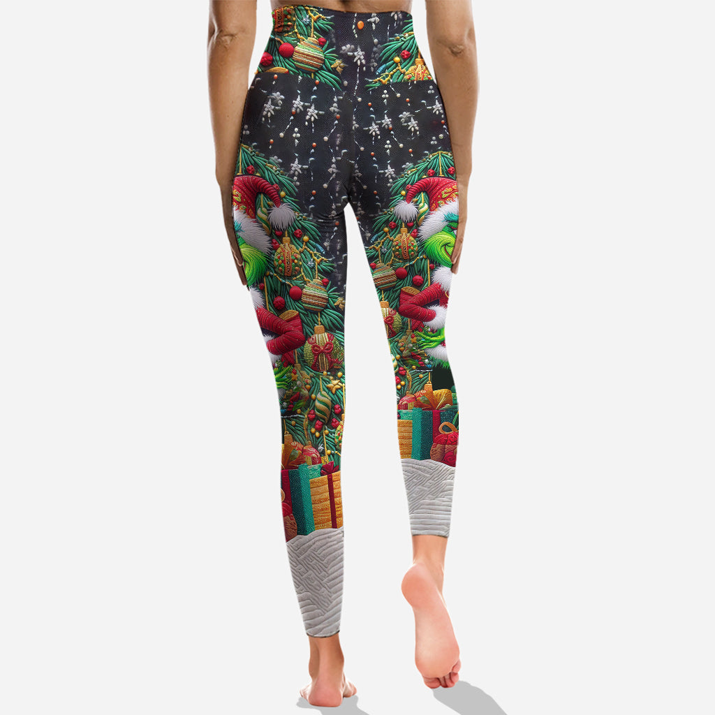 Fröhliche Grinchmas – Personalisierter Stola-Weihnachtshoodie und Leggings