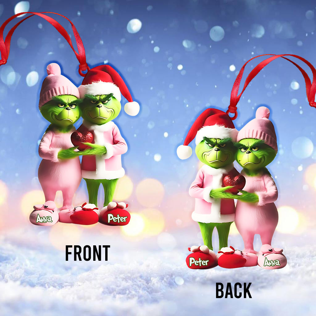 Couple Grincheux - Ornement de Noël personnalisé en forme d'étole