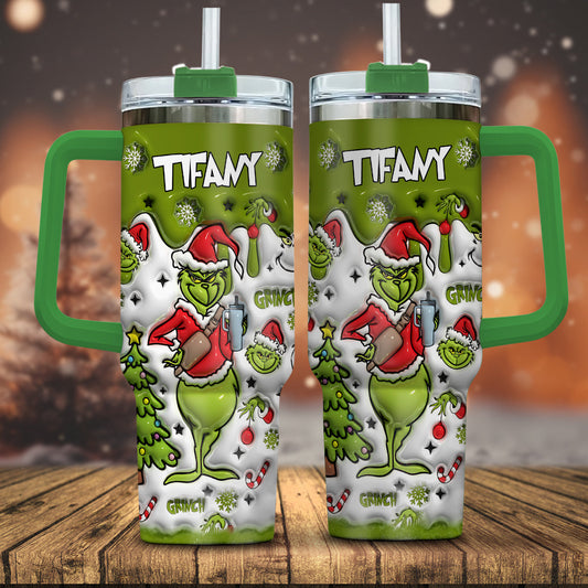 Merry Grinchmas - Personalized Stole Christmas Tumbler With Handle
