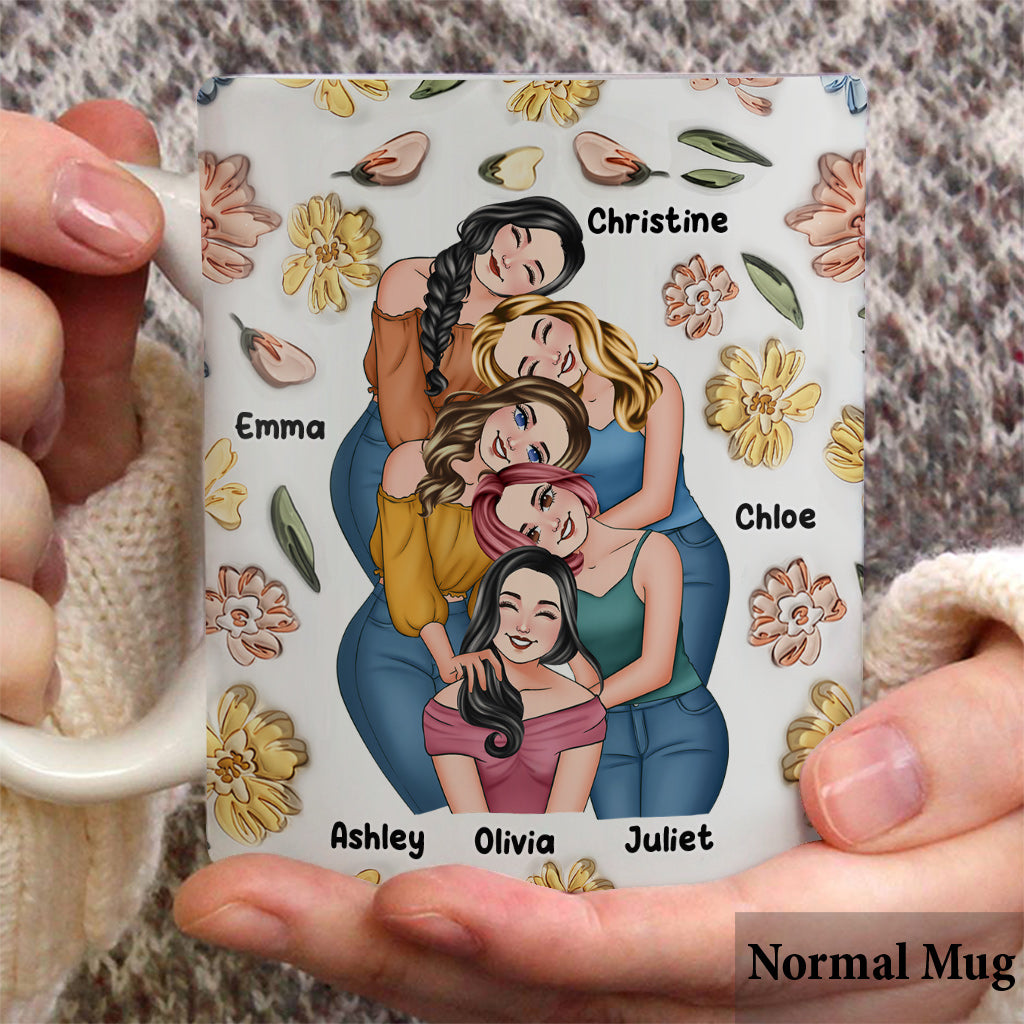 Für immer beste Freundinnen – Personalisierte Tasse im Blumen-Design