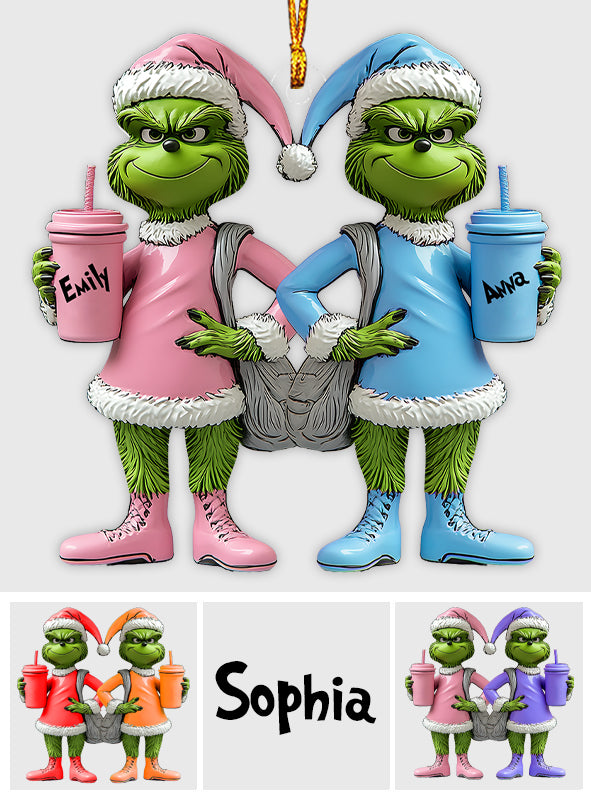 Grinch von Besties – Personalisierte Stola, transparenter Weihnachtsschmuck