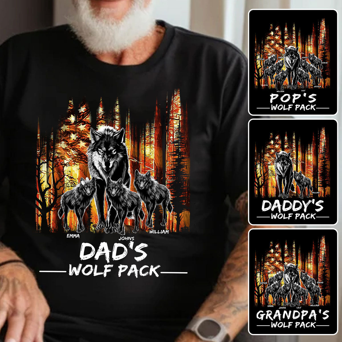 La meute de loups de papa - T-shirt et sweat à capuche personnalisés pour papa