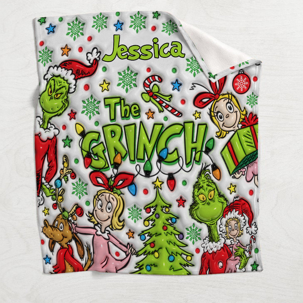 Fröhliche Grinchmas - Personalisierte Stola-Weihnachtsdecke