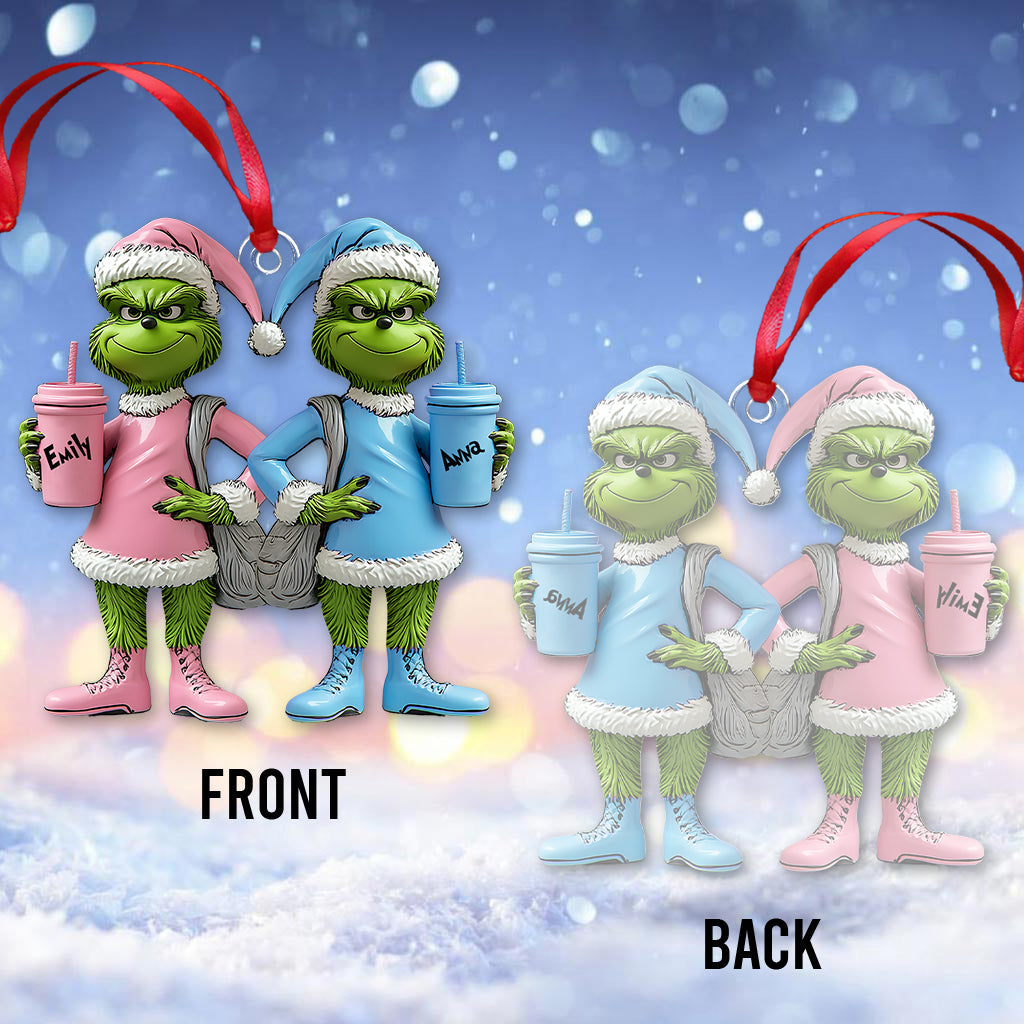 Grinch von Besties – Personalisierte Stola, transparenter Weihnachtsschmuck