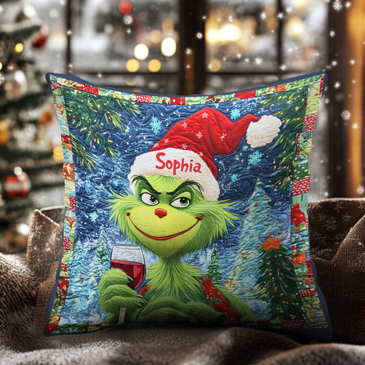 Fröhliche Grinchmas - Personalisiertes Kissen mit Stola-Weihnachtsmotiv
