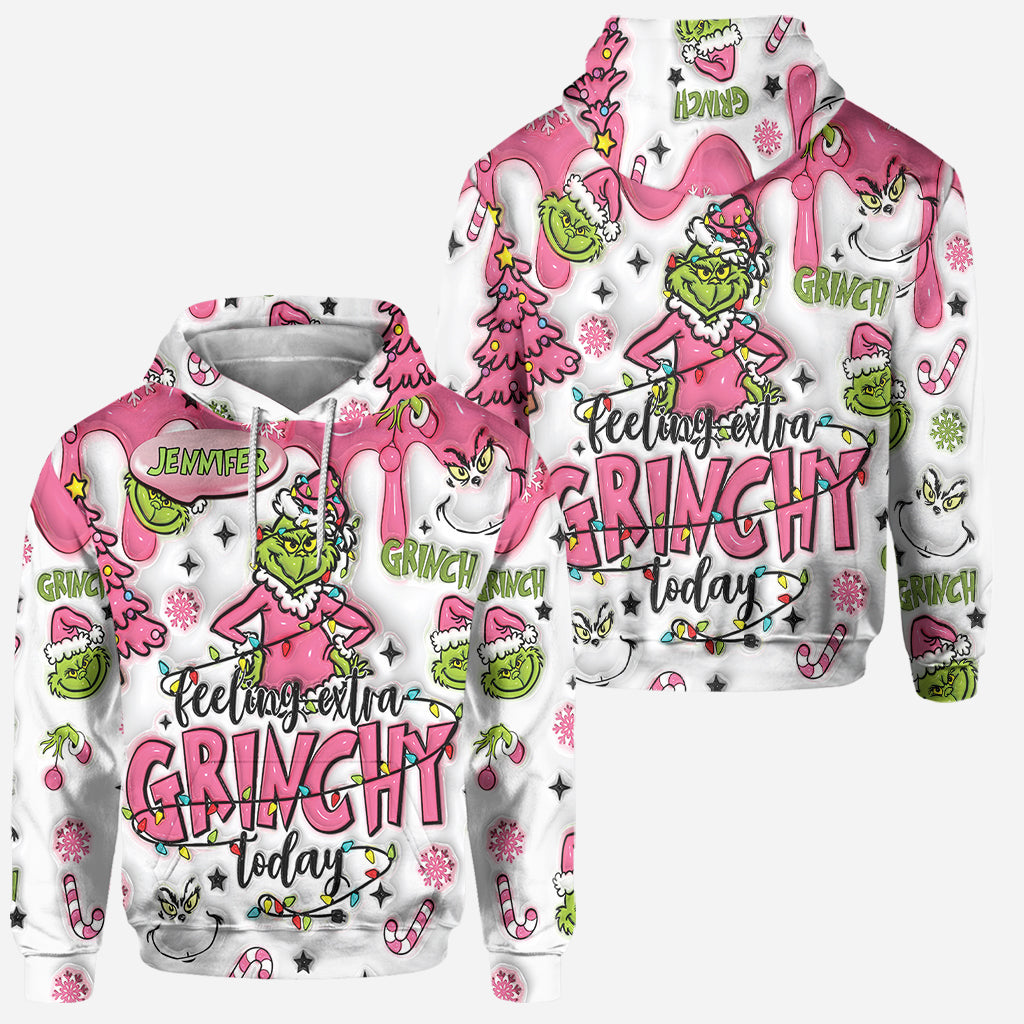 Custom Any Name Feeling Extra Grinchy Today - Personalized Stole Christmas Hoodie and Leggings