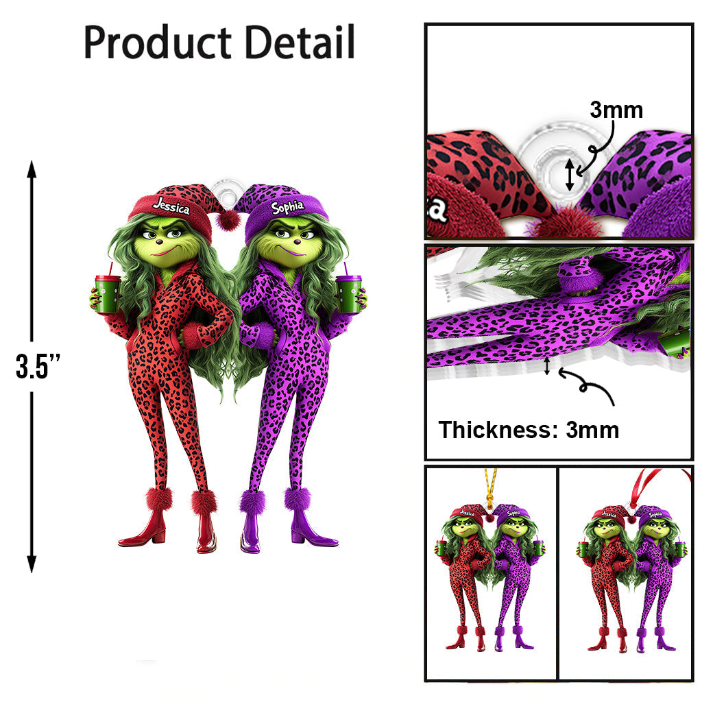 Grinch-Truppe der besten Freundinnen – Personalisierte, transparente Weihnachtsstola