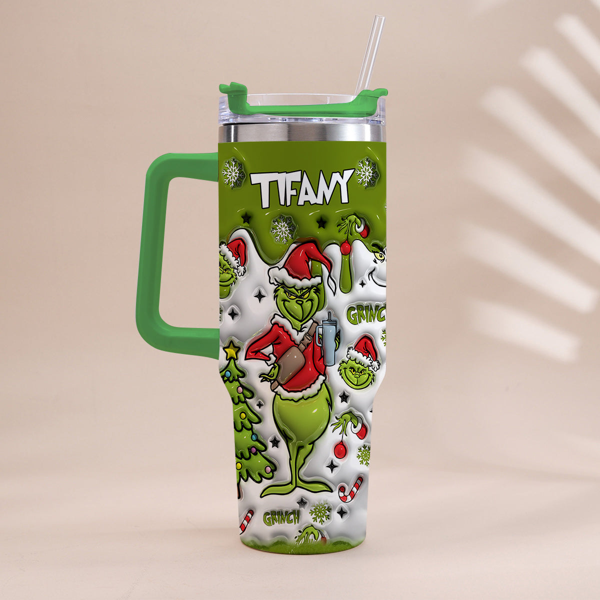 Fröhliche Grinchmas – Personalisierter Stola-Weihnachtsbecher mit Henkel