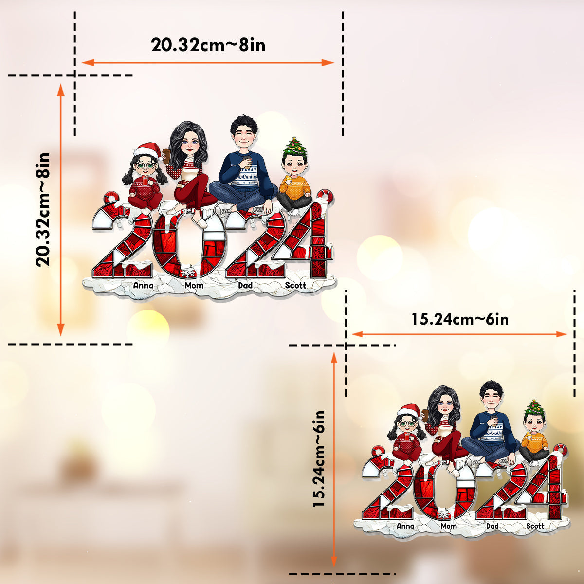 2024 Christmas - Personalized Family Window Hanging Suncatcher Ornament