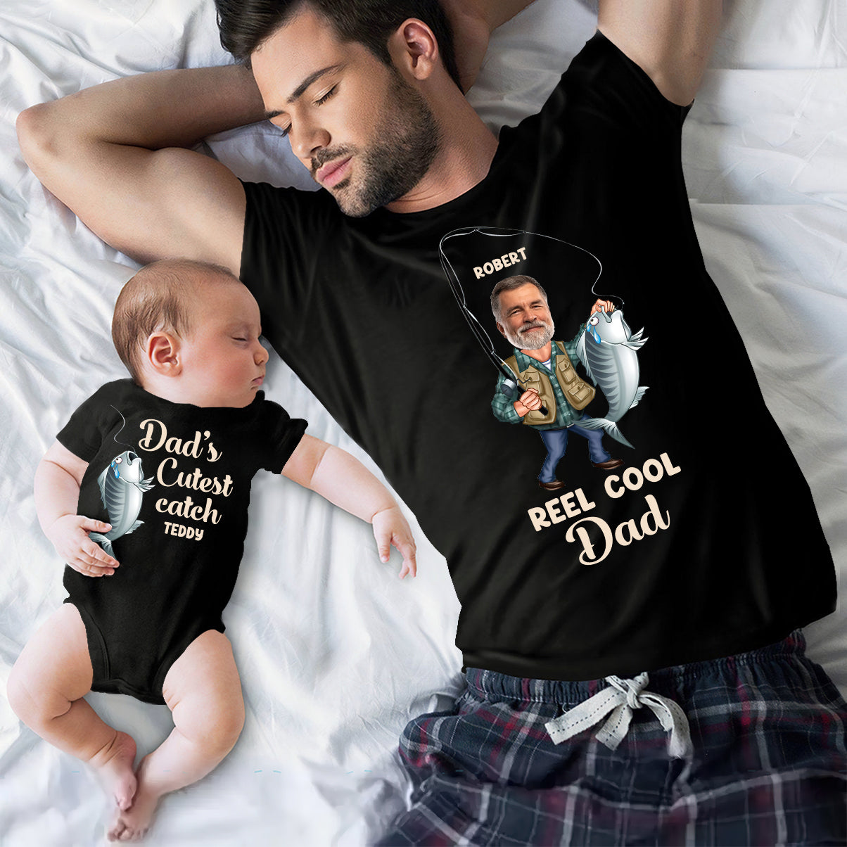 Echt cooler Papa – Personalisiertes Angel-T-Shirt und Babybody