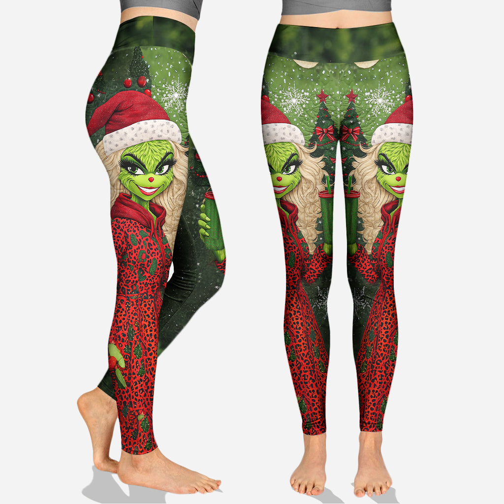 Wunderschöne grüne Dame – personalisierter Weihnachtshoodie und Leggings mit Stola