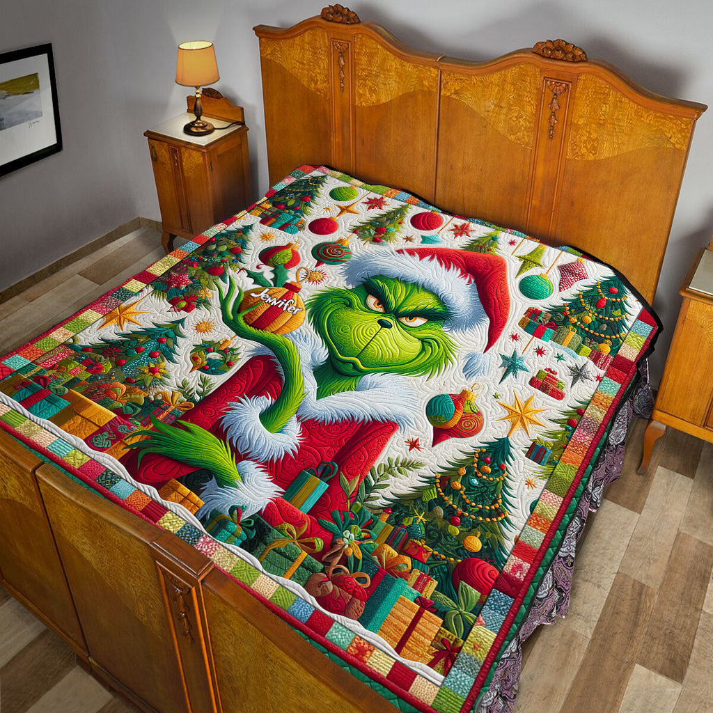 Joyeux Grinchmas - Couverture de Noël personnalisée avec étole