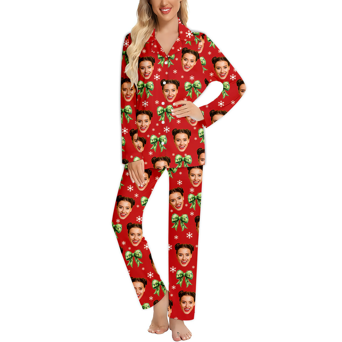 Coquette Grinchmas - Personalized Stole Christmas Button Down Pajamas