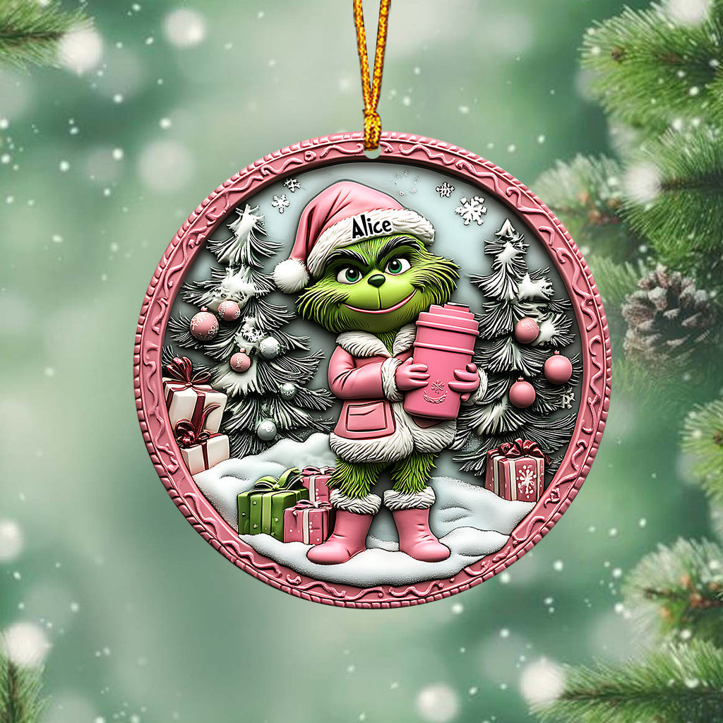 Grinchy Green Lady - Personalized Stole Christmas Ornament