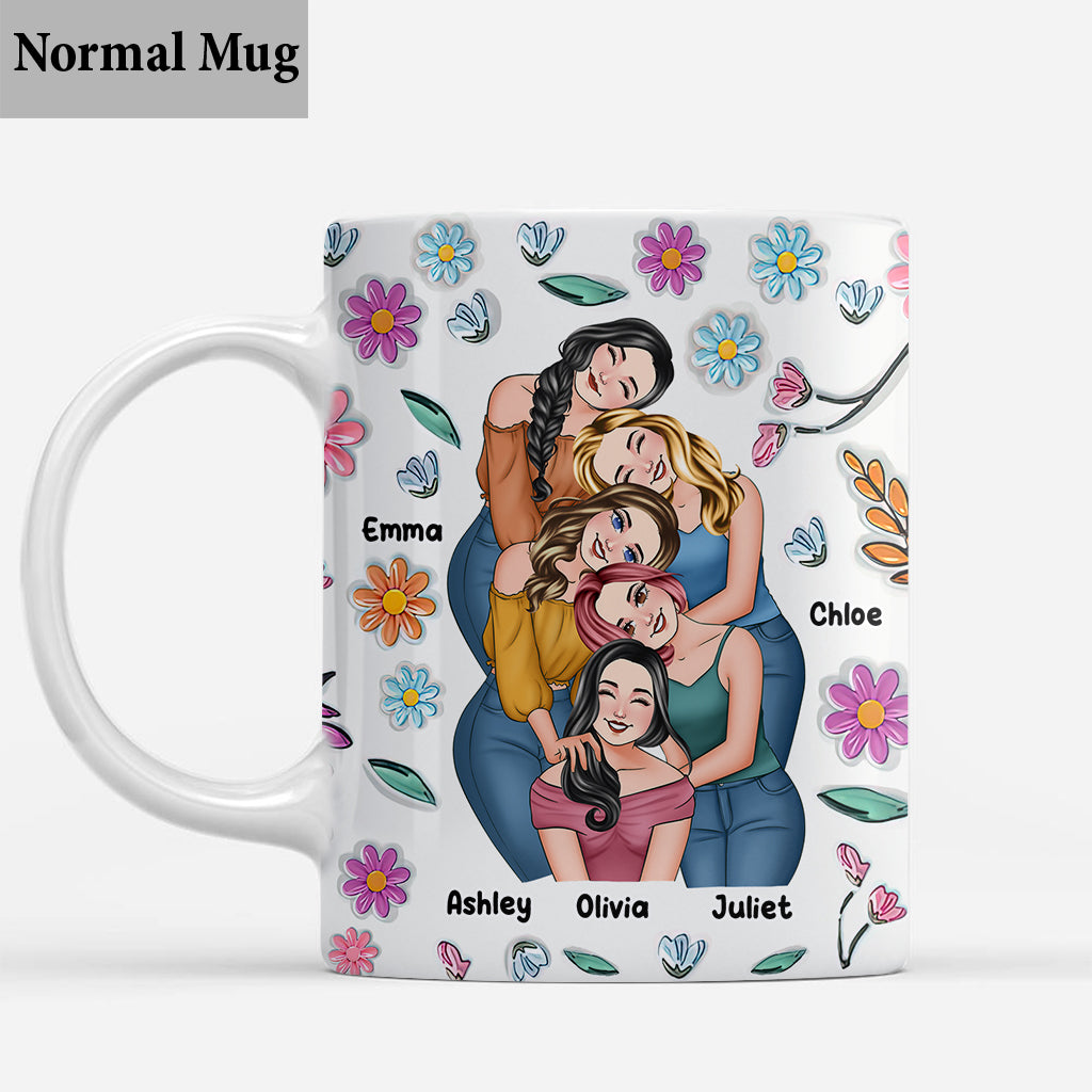 Für immer beste Freundinnen – Personalisierte Tasse im Blumen-Design