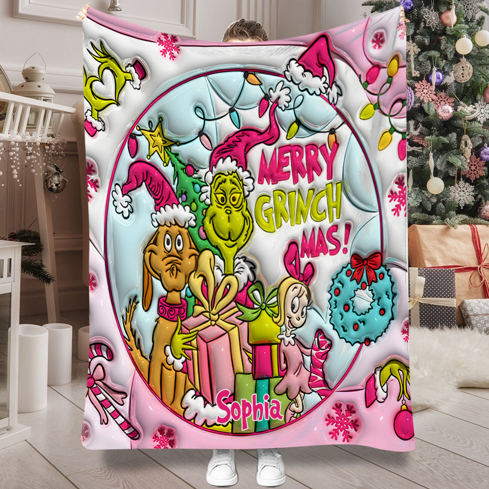 Fröhliche Grinchmas - Personalisierte Stola-Weihnachtsdecke