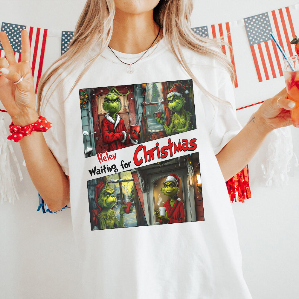Warten auf Weihnachten – Personalisiertes Stole-Weihnachts-T-Shirt und Hoodie