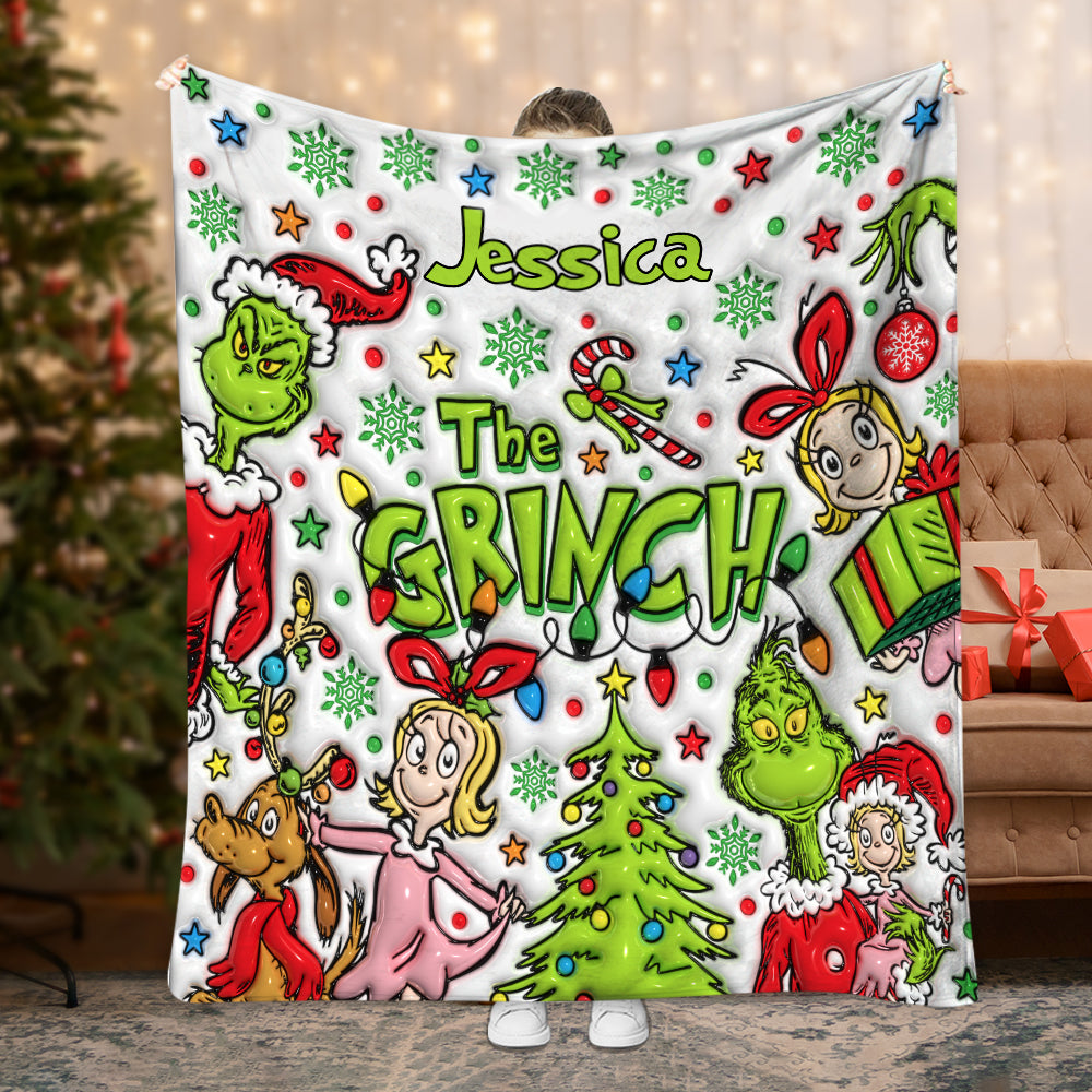 Fröhliche Grinchmas - Personalisierte Stola-Weihnachtsdecke