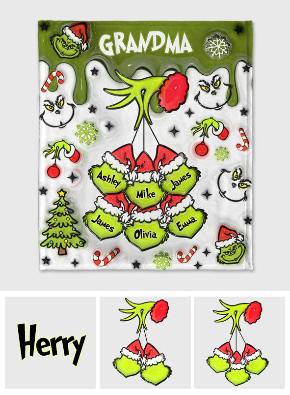 Any Title Green Snowflakes - Personalized Stole Christmas Blanket
